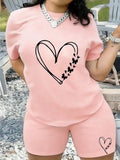 2-Piece Pajama T-Shirt & Shorts Heart Butterfly