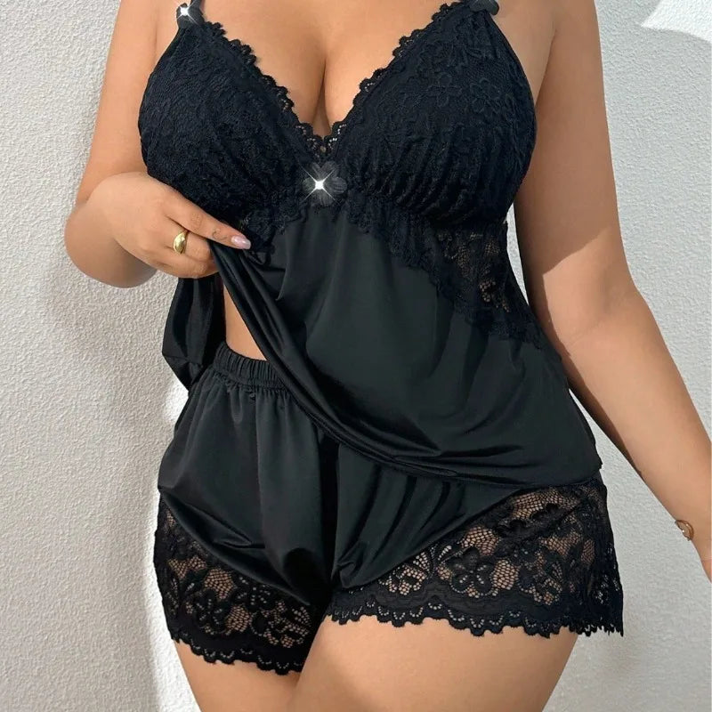 Plus Size Blush Bliss Satin Set